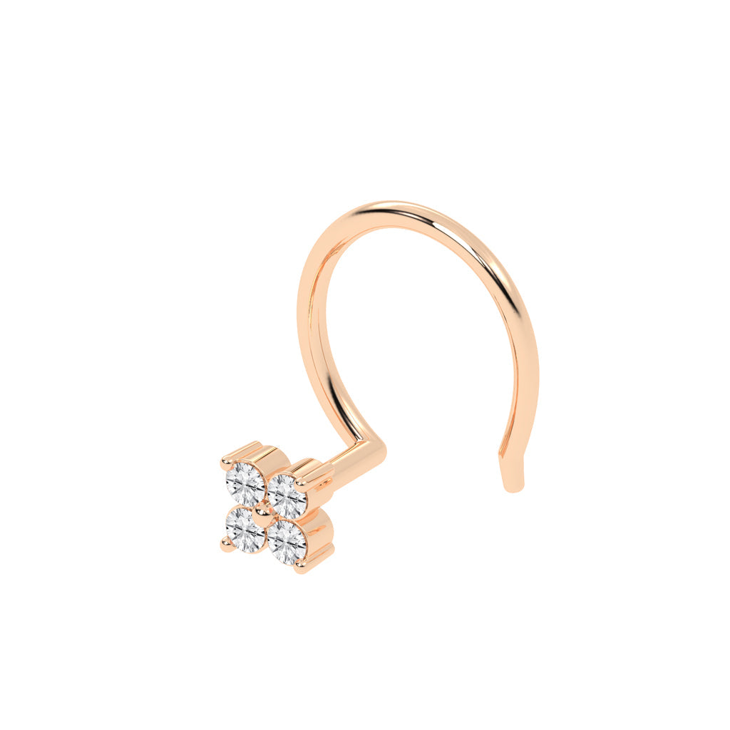 Dainty Floral Diamond Nose Pin