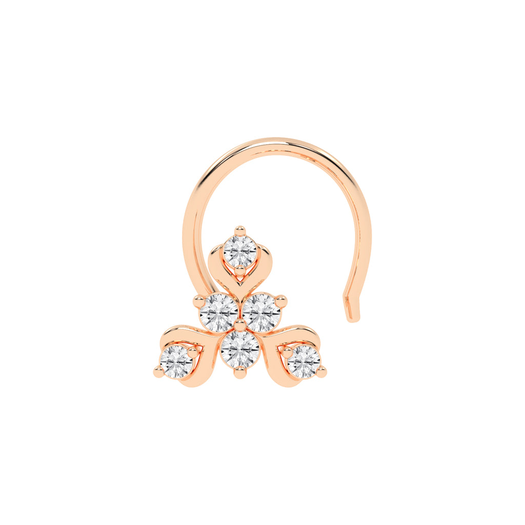 Ornate Diamond Tri-Floral Nose Pin