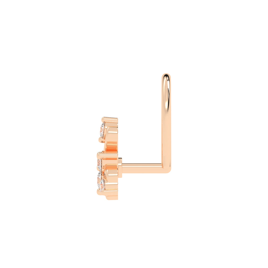 Ornate Diamond Tri-Floral Nose Pin
