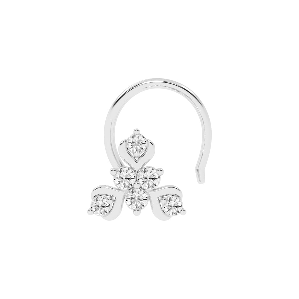 Ornate Diamond Tri-Floral Nose Pin