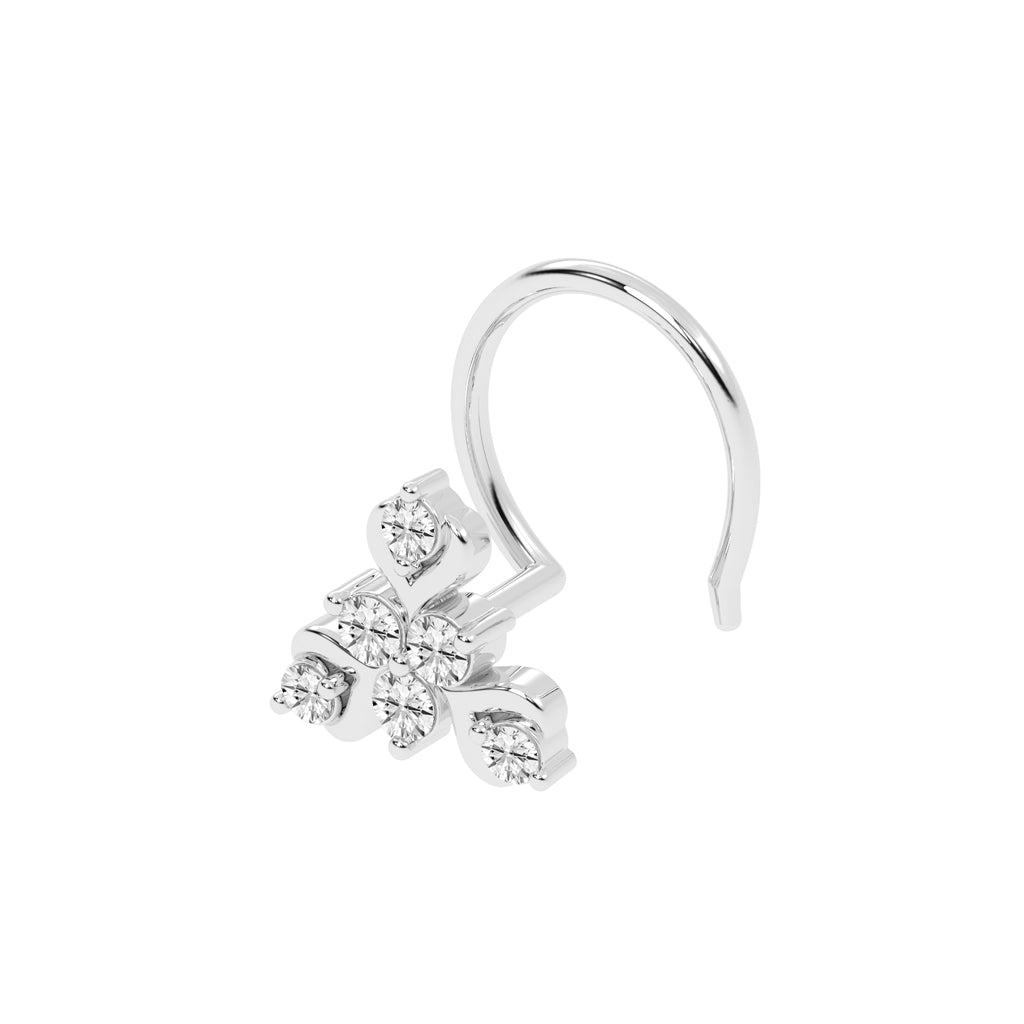 Ornate Diamond Tri-Floral Nose Pin