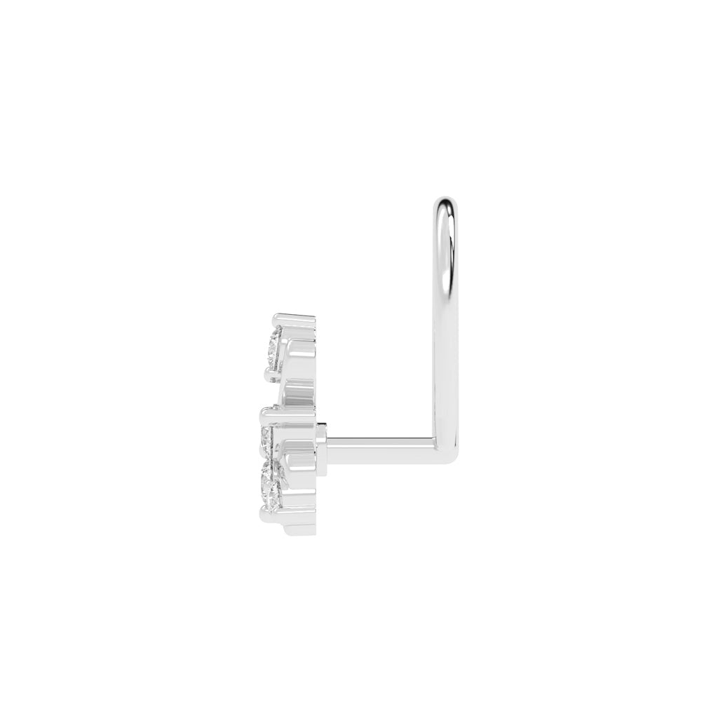 Ornate Diamond Tri-Floral Nose Pin