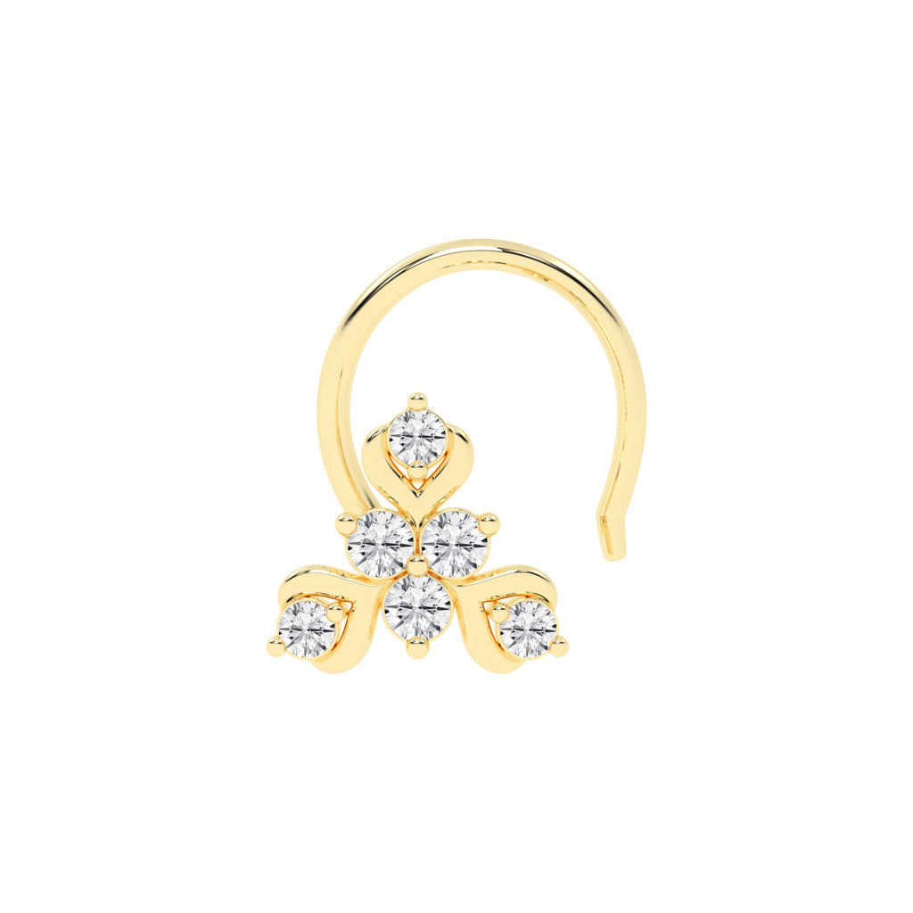 Ornate Diamond Tri-Floral Nose Pin