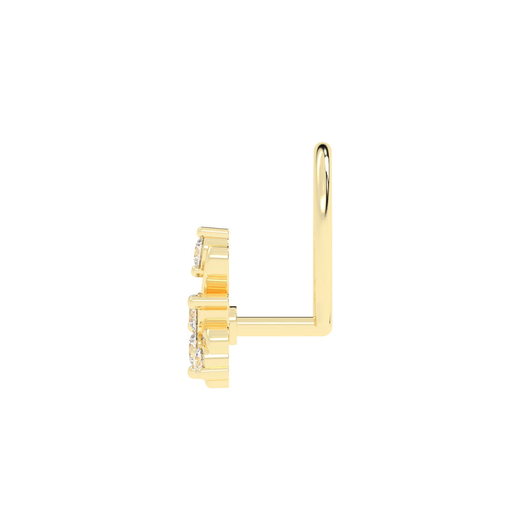 Ornate Diamond Tri-Floral Nose Pin