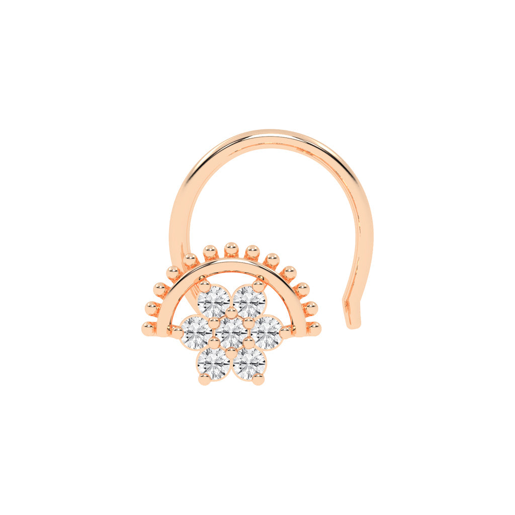 Diamond Floral Arch Nose Pin