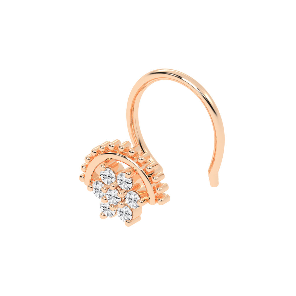 Diamond Floral Arch Nose Pin
