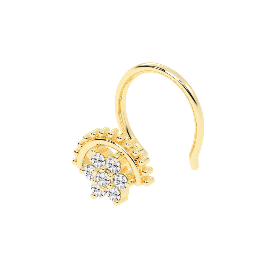 Diamond Floral Arch Nose Pin