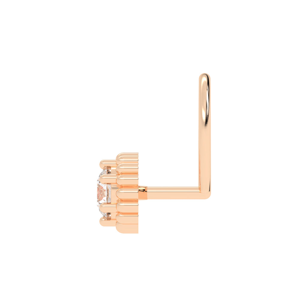 Rose-Hued Beaded Halo Nose Pin