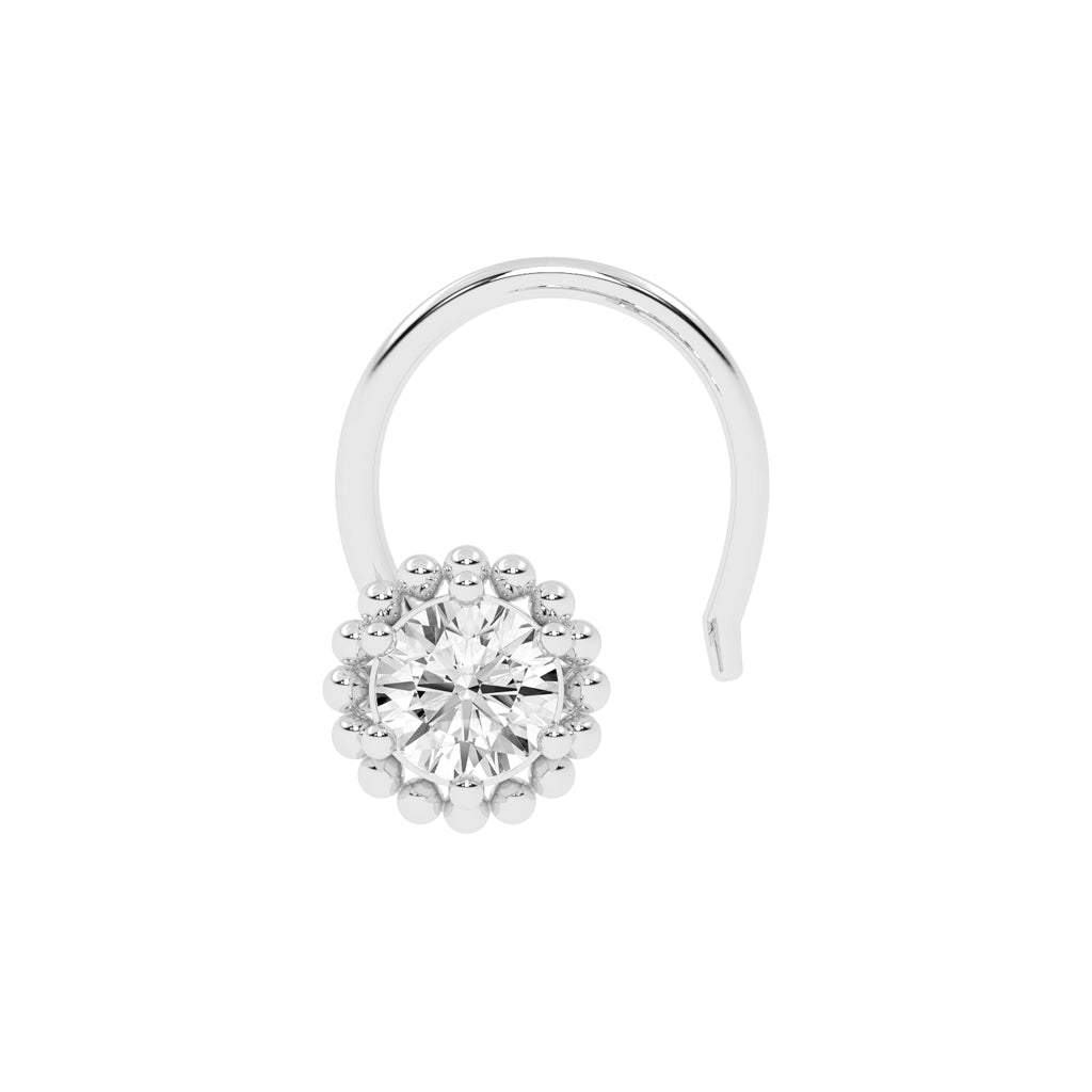 Rose-Hued Beaded Halo Nose Pin