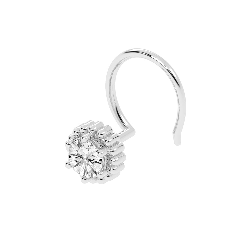 Rose-Hued Beaded Halo Nose Pin