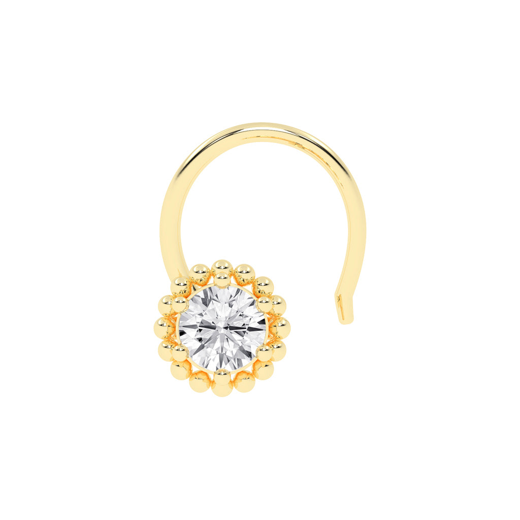 Rose-Hued Beaded Halo Nose Pin