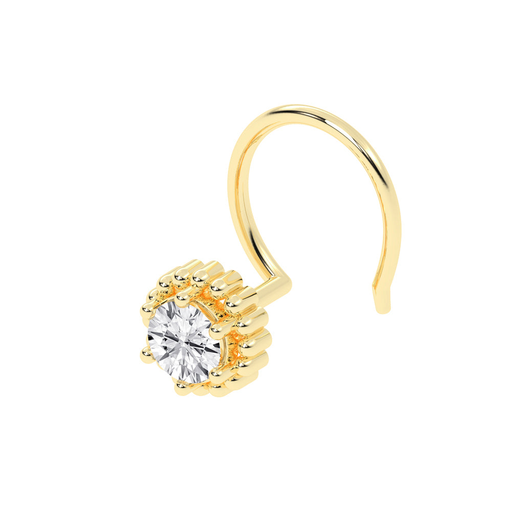 Rose-Hued Beaded Halo Nose Pin