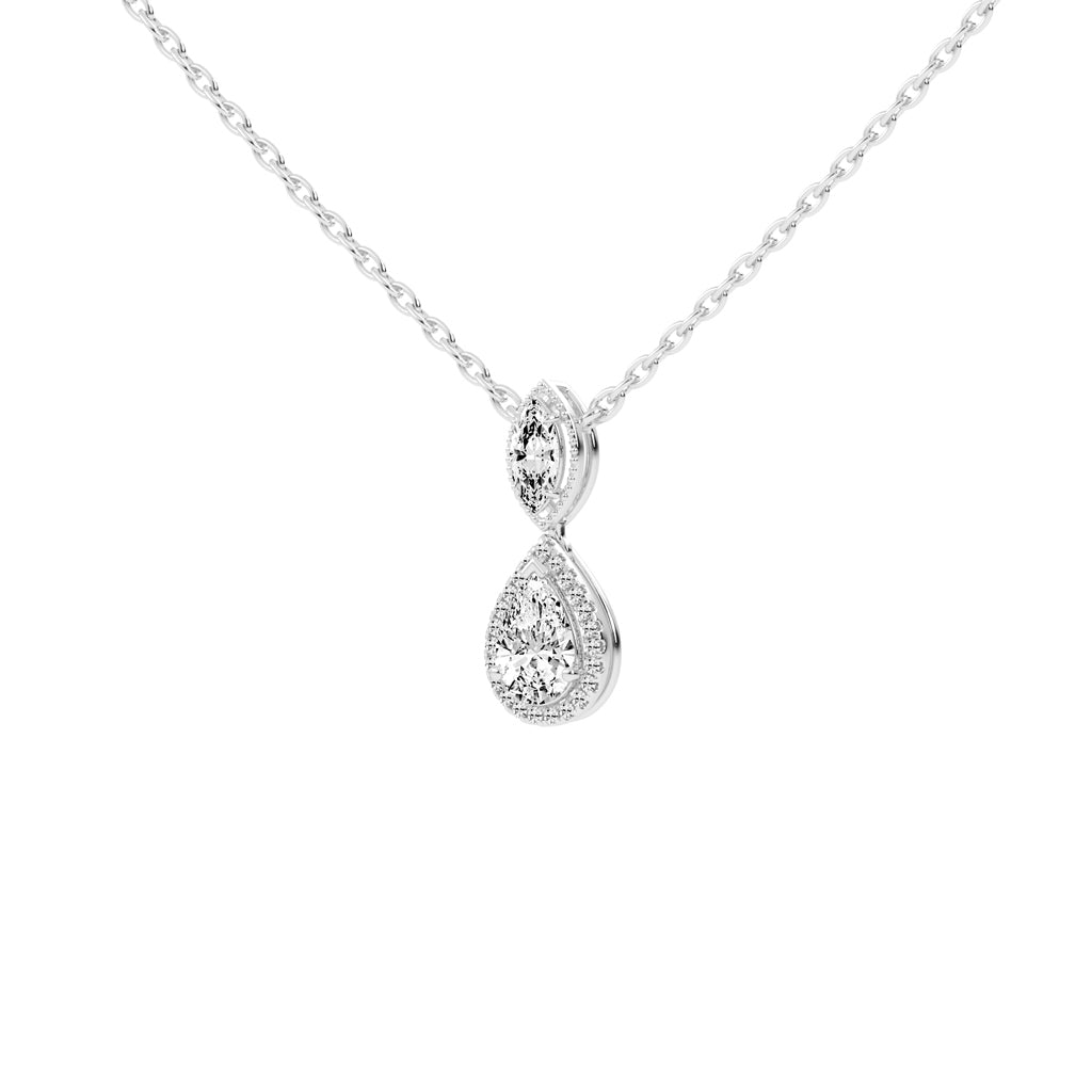 Novae Tear Drop Pear Cut Halo Lab Diamond Pendant
