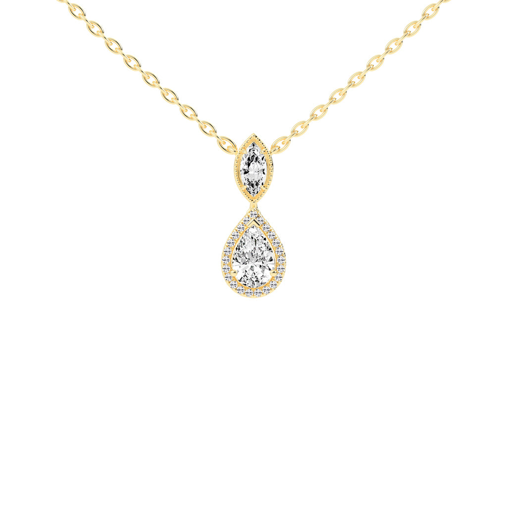 Novae Tear Drop Pear Cut Halo Lab Diamond Pendant