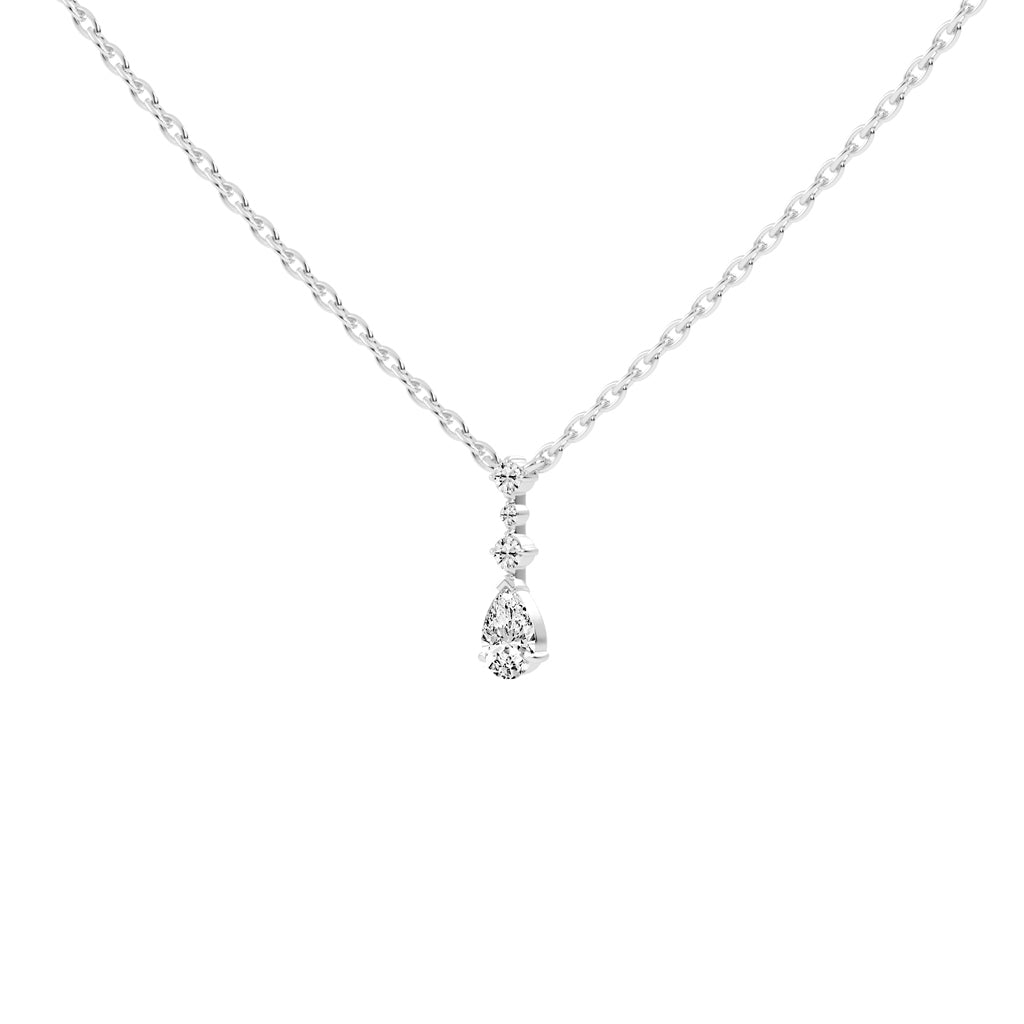 Miora Three Stone Pear Cut Delicate Lab Diamond Pendant