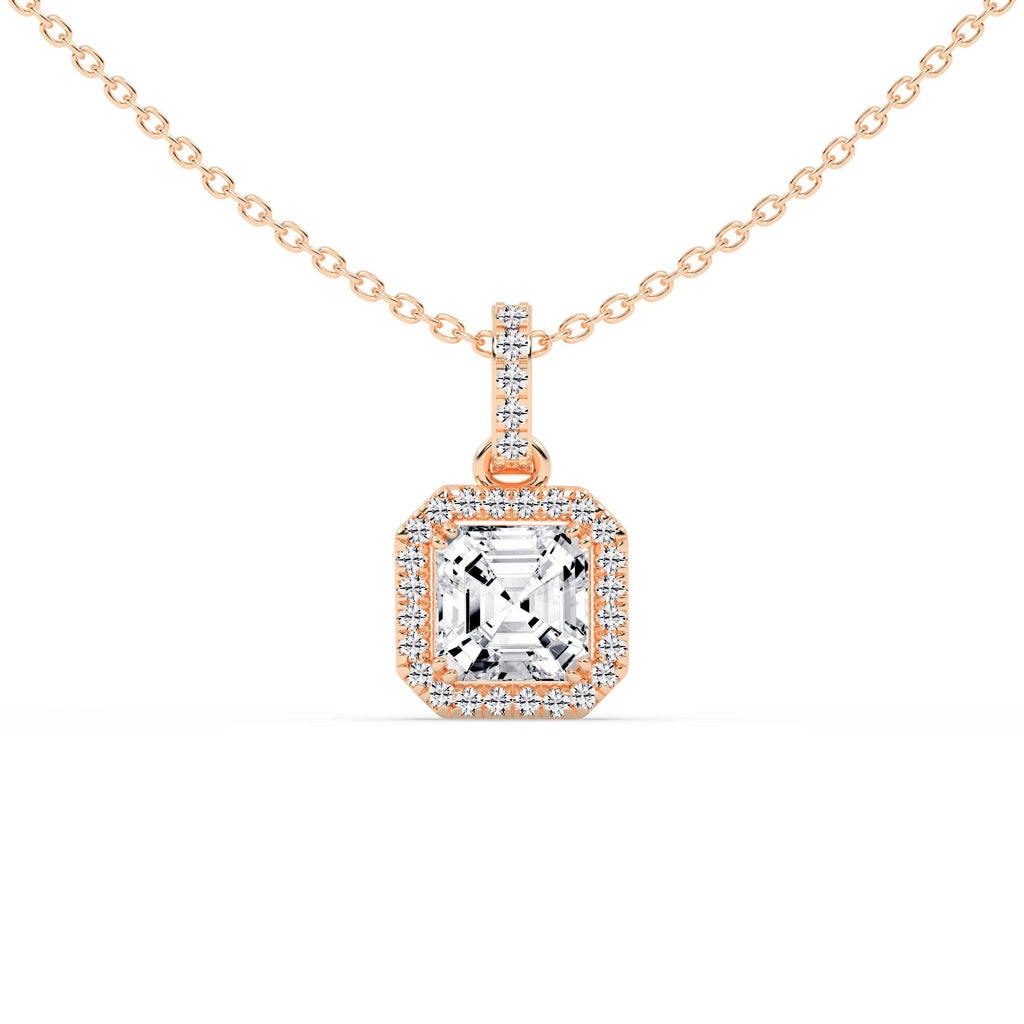 Jasmin Asscher Cut Halo Lab Diamond Pendant