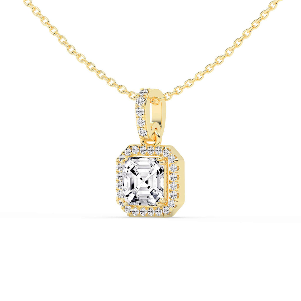 Jasmin Asscher Cut Halo Lab Diamond Pendant