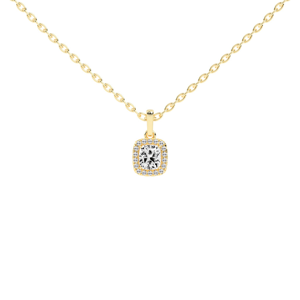 Fina Cushion Cut Halo Lab Diamond Pendant