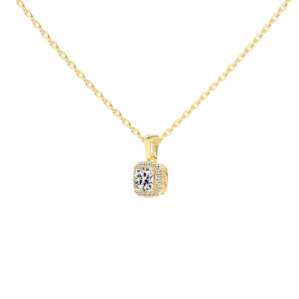 Fina Cushion Cut Halo Lab Diamond Pendant