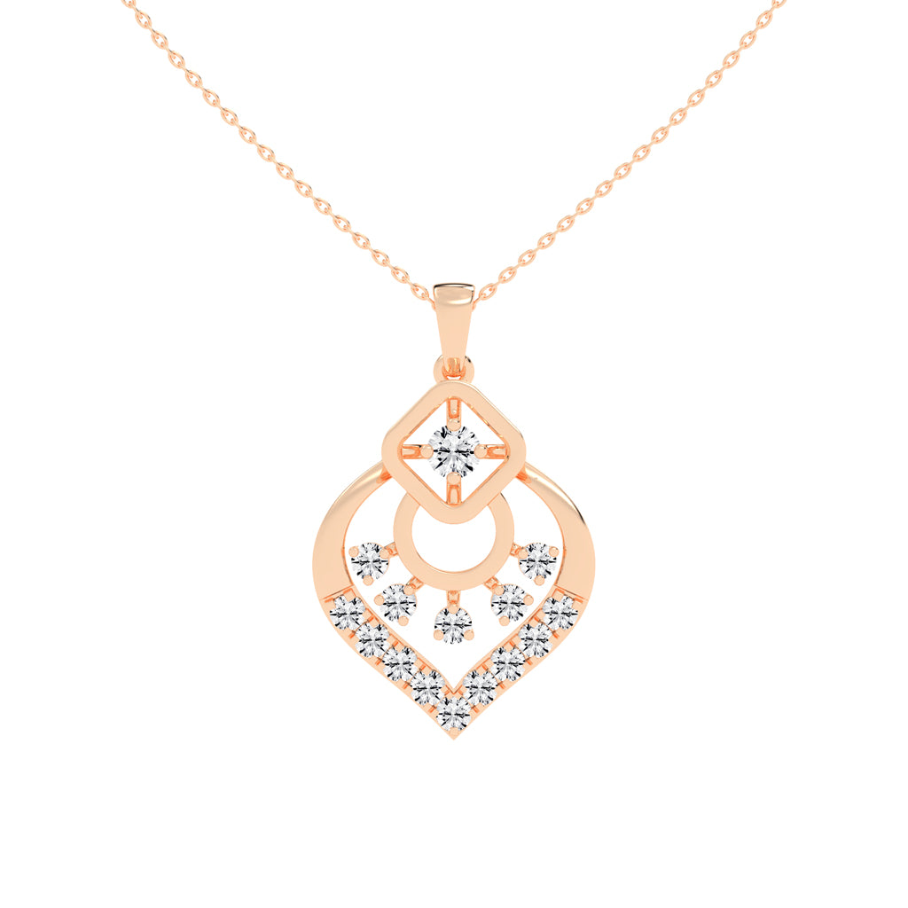 Tessara Geometric round cut casual lab diamond Pendant
