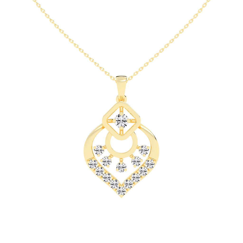 Tessara Geometric round cut casual lab diamond Pendant