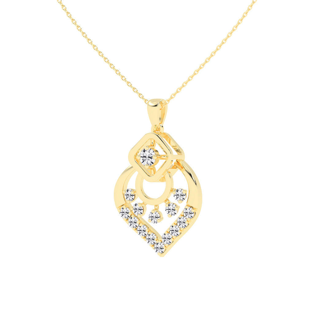 Tessara Geometric round cut casual lab diamond Pendant