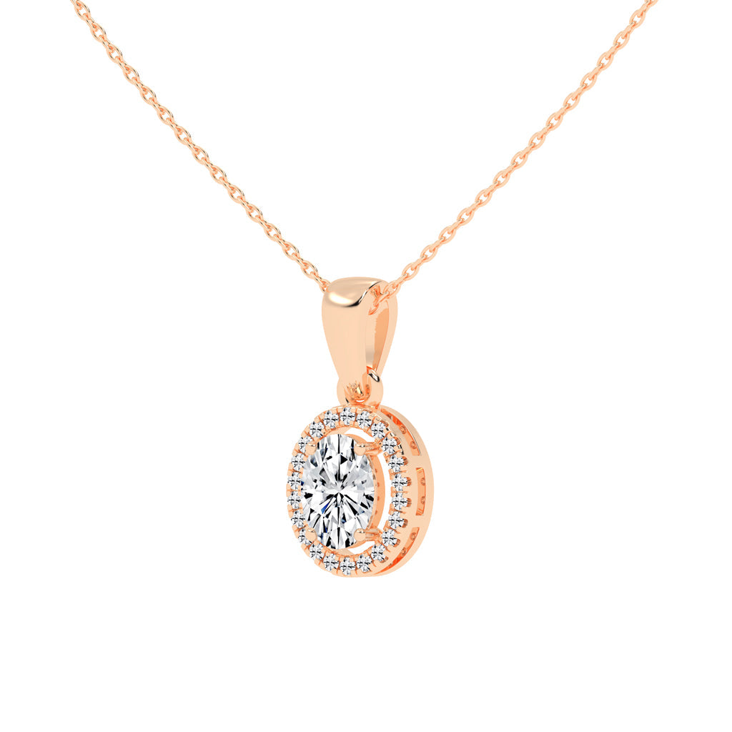 Zerina four prong Oval cut halo lab diamond Pendant