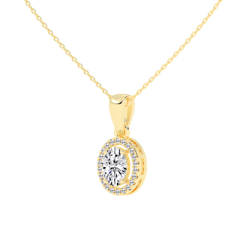 Zerina four prong Oval cut halo lab diamond Pendant
