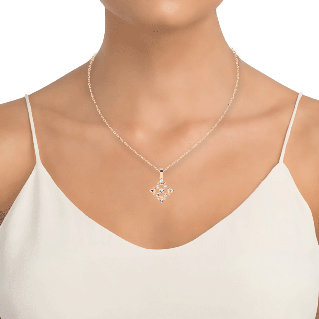 Adelina Snowflake round cut casual lab diamond Pendant