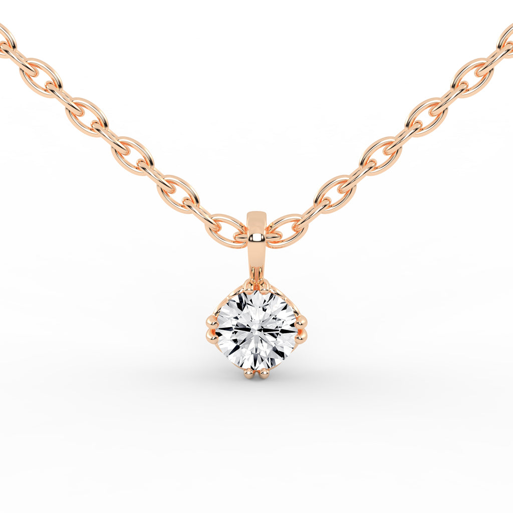 0.50 Ct Round Shape Gold Solitaire Pendants