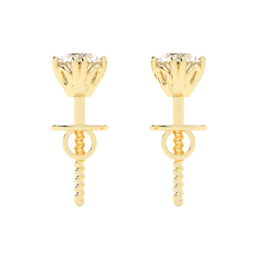 0.25Ct Oval Shape Gold Solitaire Studs Earrings