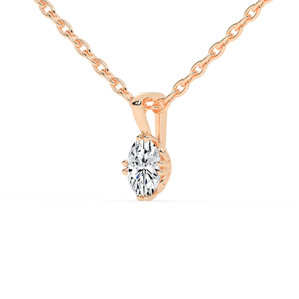 0.75Ct Oval Shape Gold Solitaire Pendants