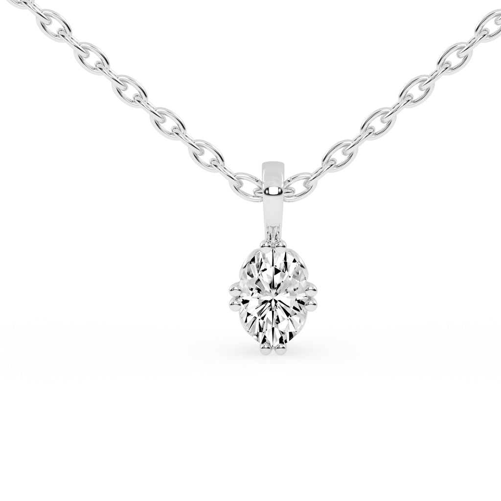 0.75Ct Oval Shape Gold Solitaire Pendants