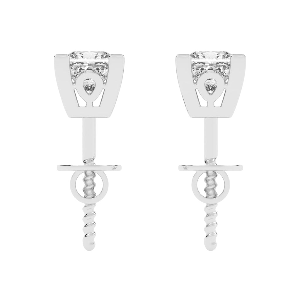 0.5Ct Princess Shape Rose Gold Solitaire Studs Earrings