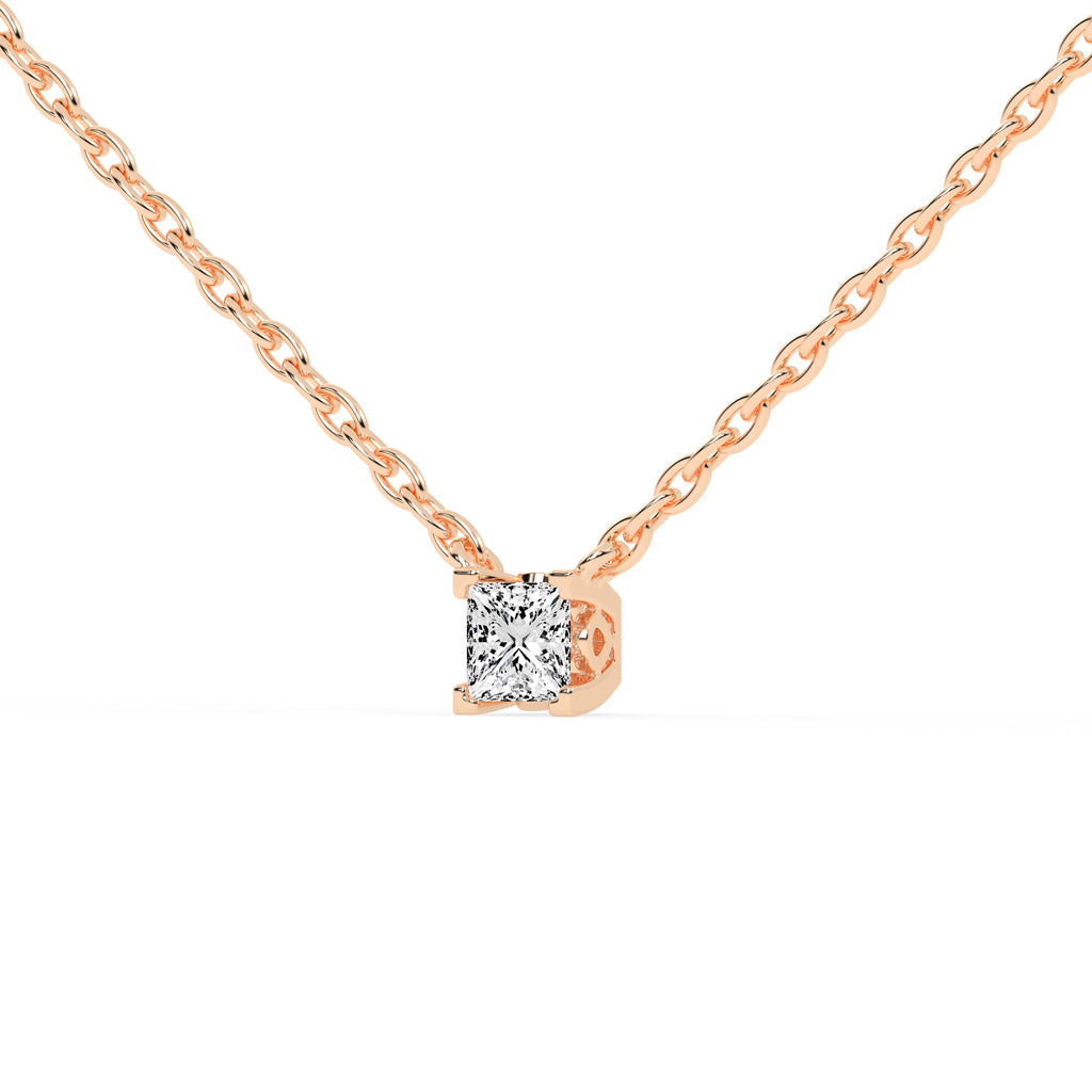 0.5Ct Princess Shape Rose Gold Solitaire Pendants