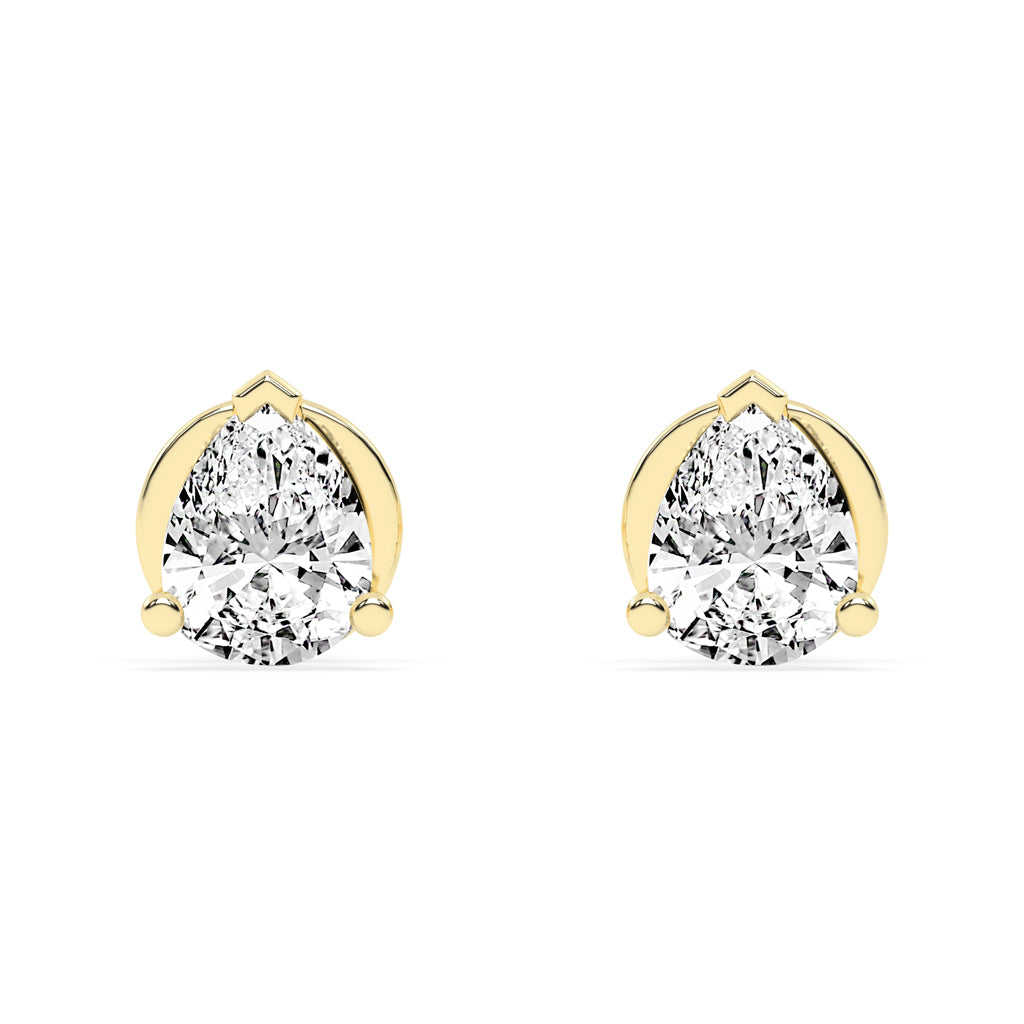 0.25Ct Pear Shape Yellow Gold Solitaire Studs Earrings