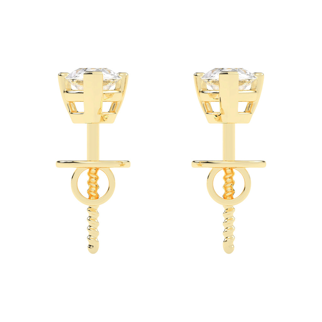 0.25Ct Pear Shape Yellow Gold Solitaire Studs Earrings