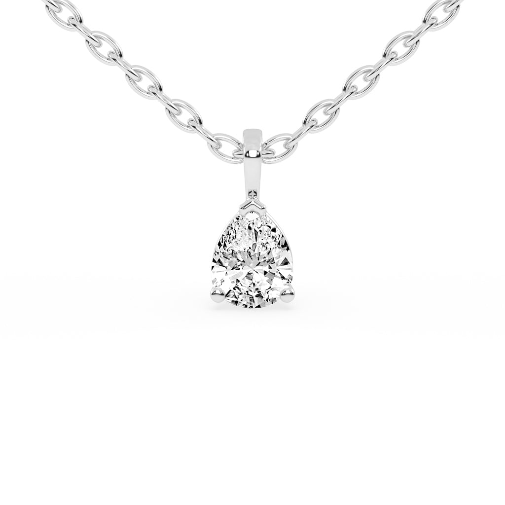 0.5Ct Pear Shape Yellow Gold Solitaire Pendants