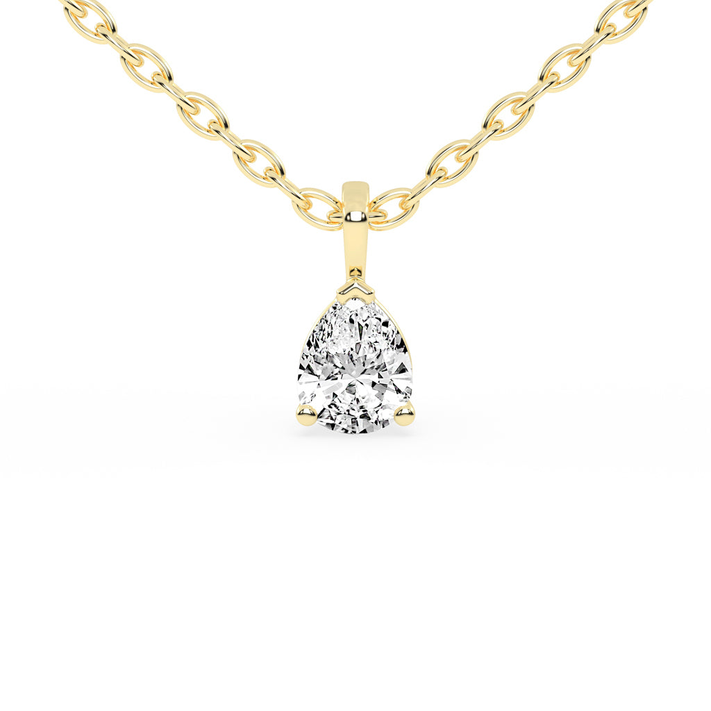 0.5Ct Pear Shape Yellow Gold Solitaire Pendants