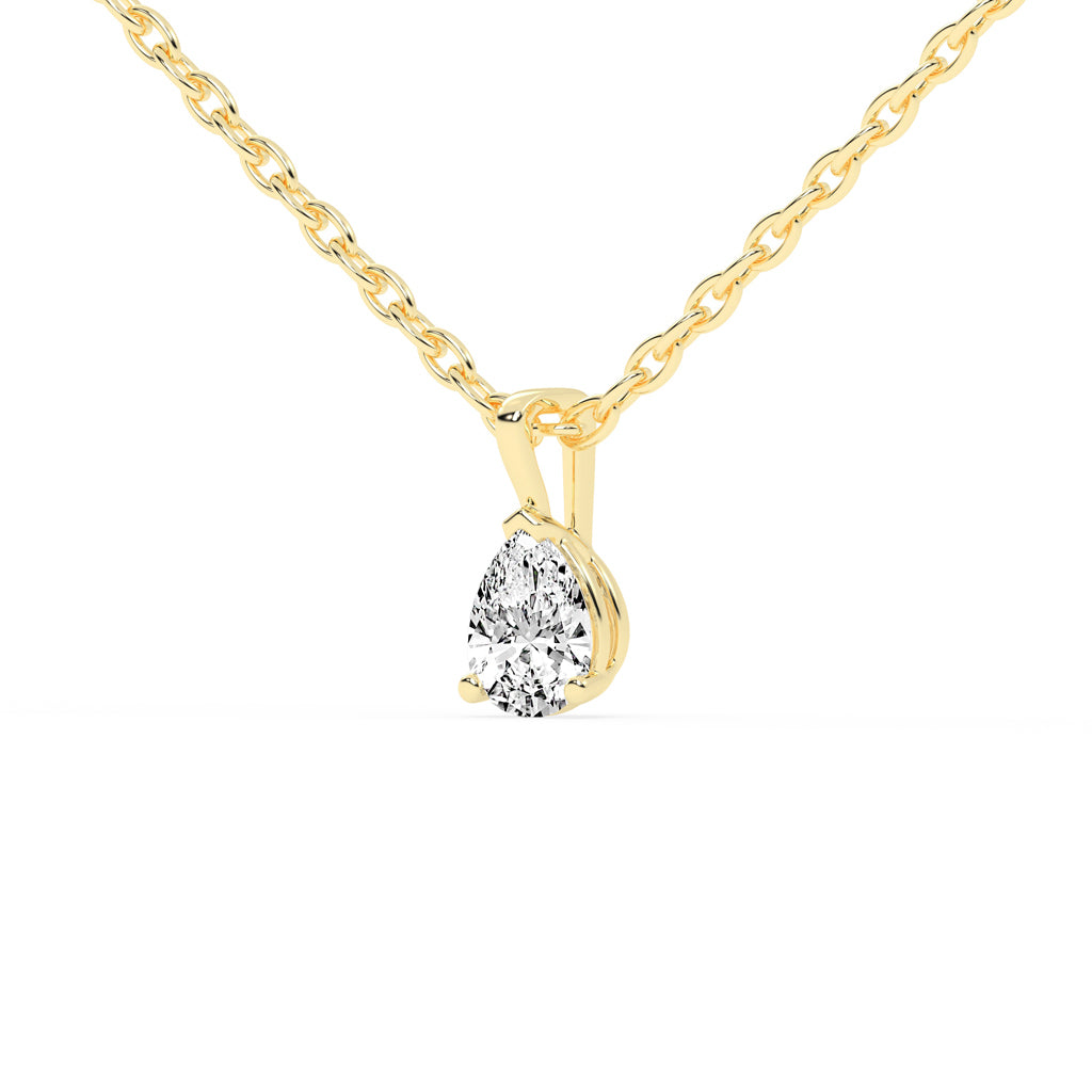 0.5Ct Pear Shape Yellow Gold Solitaire Pendants