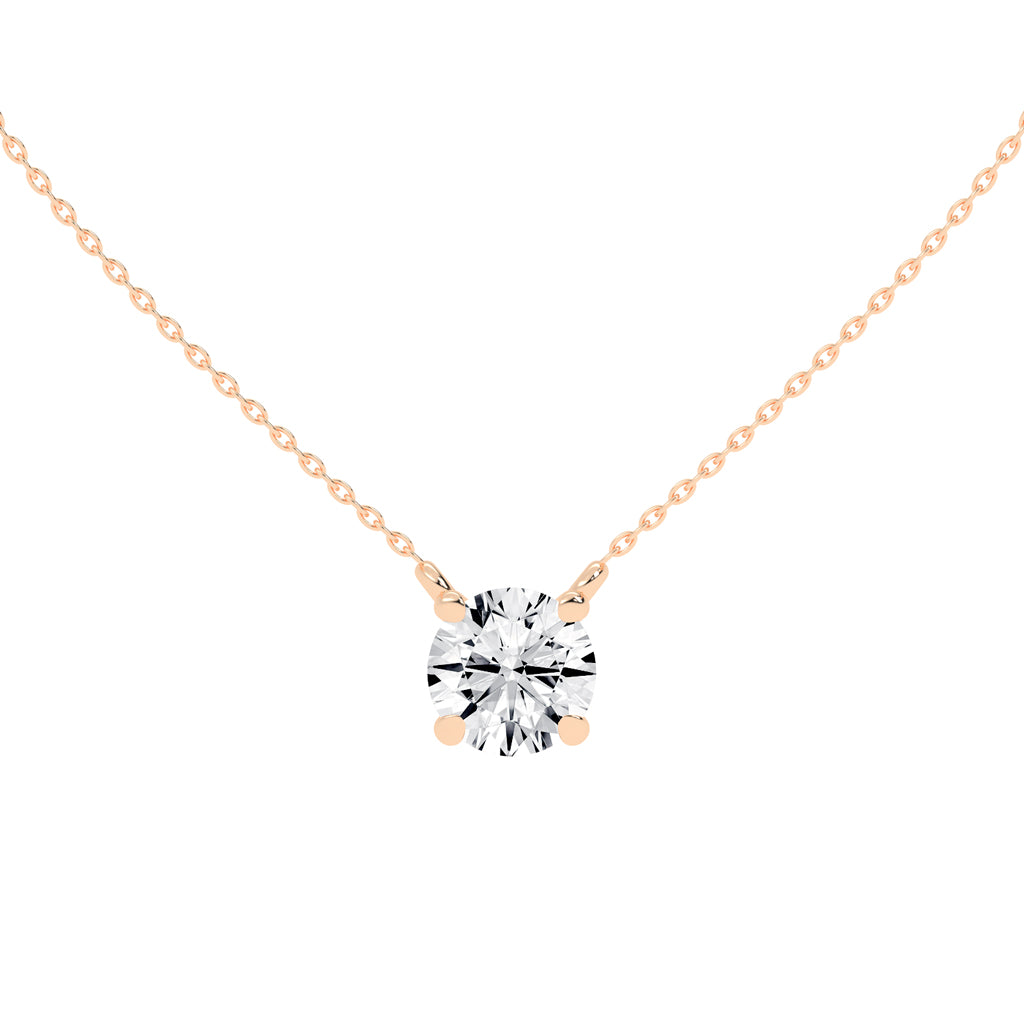 1.5Ct Round Shape Rose Gold Solitaire Pendants