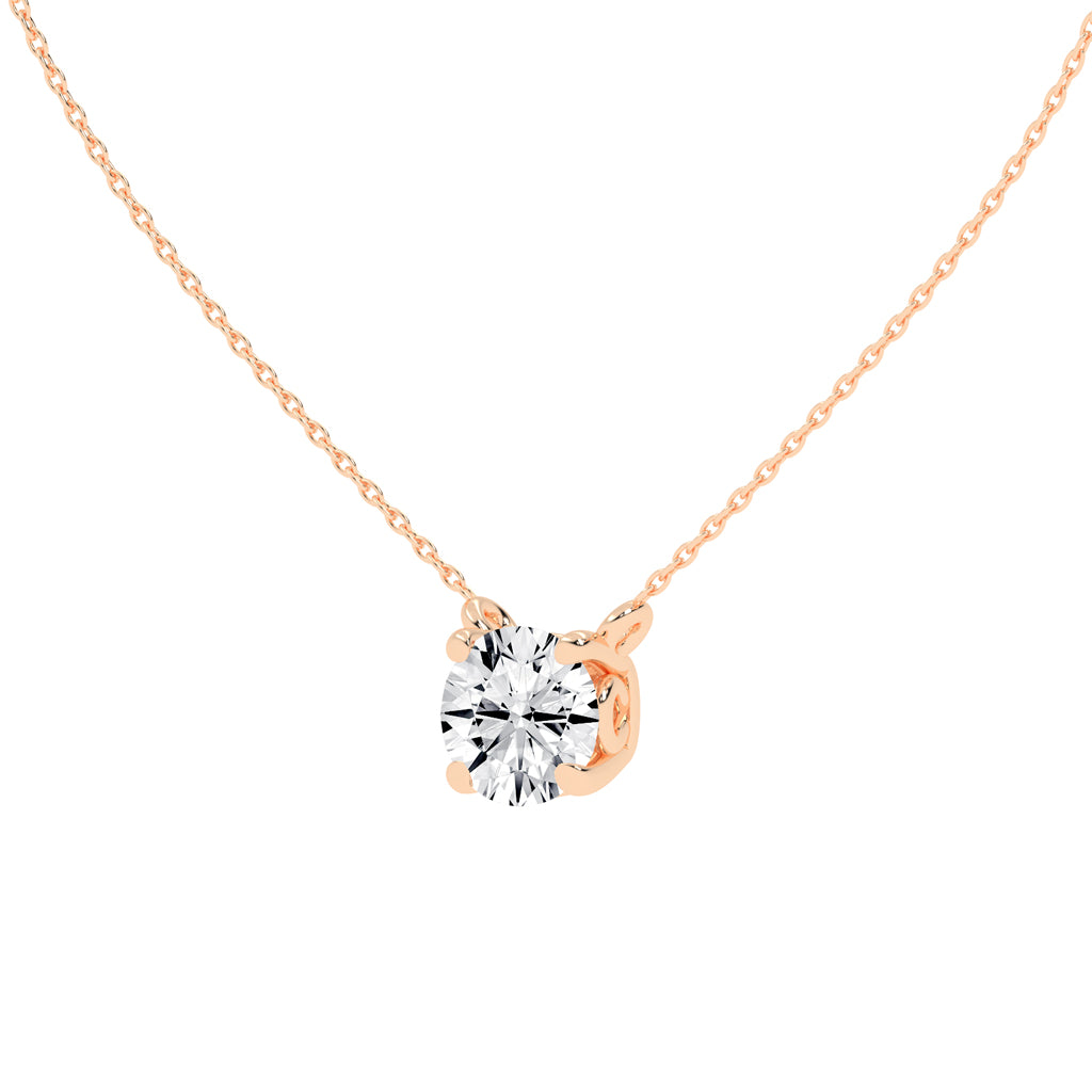 1.5Ct Round Shape Rose Gold Solitaire Pendants