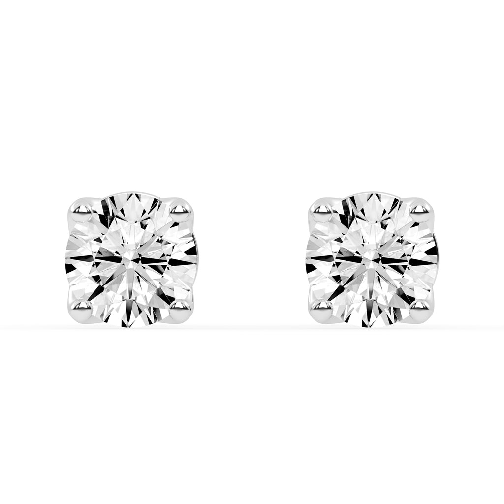 1Ct Round Shape Rose Gold Solitaire Studs Earrings