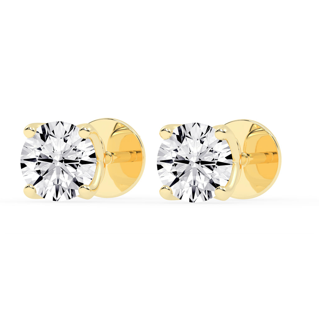 1Ct Round Shape Rose Gold Solitaire Studs Earrings