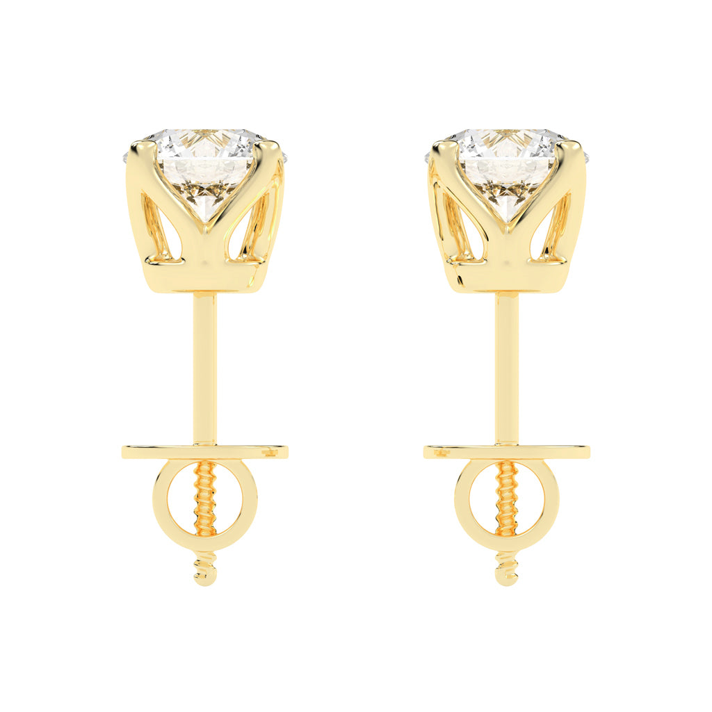 1Ct Round Shape Rose Gold Solitaire Studs Earrings