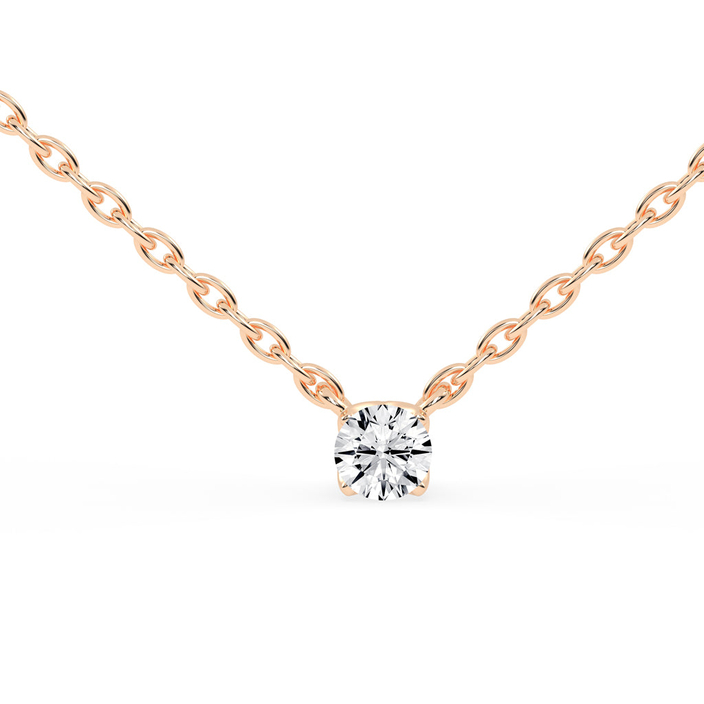 0.50 Ct Round Shape Gold Solitaire Pendants