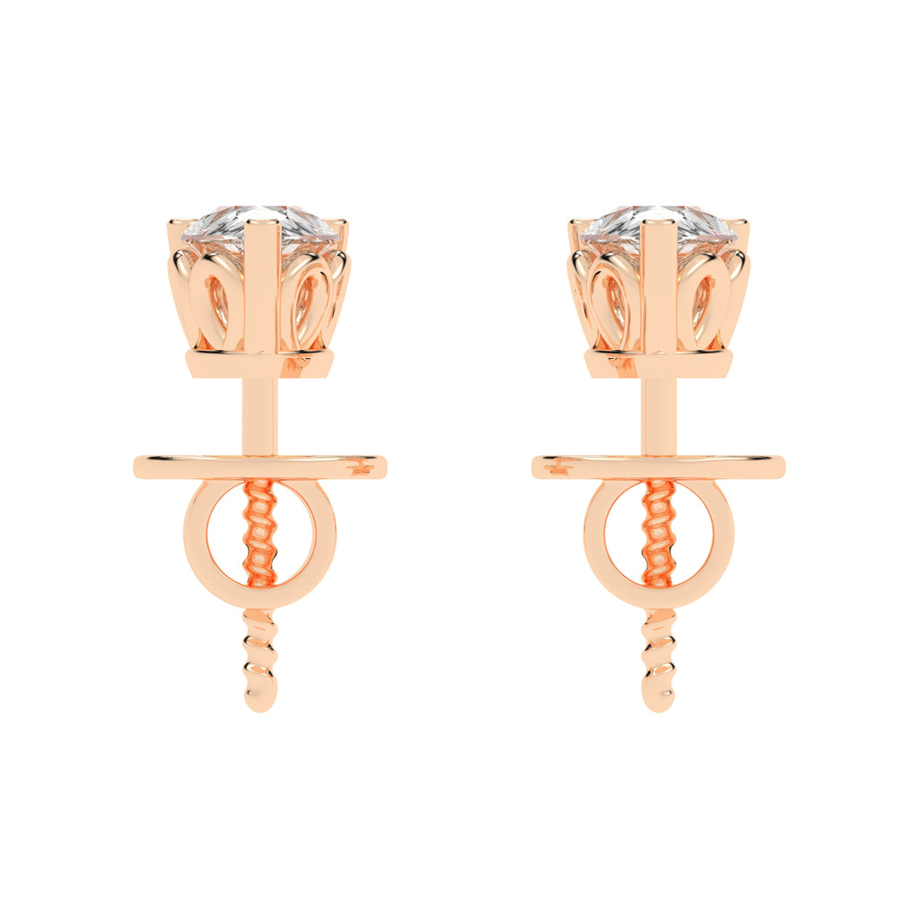 0.75Ct Pear Shape Gold Solitaire Studs Earrings