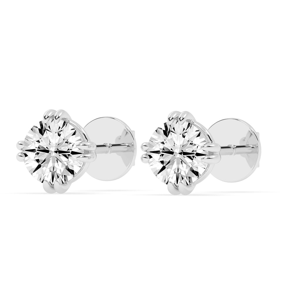 1Ct Round Shape Rose Gold Solitaire Studs Earrings
