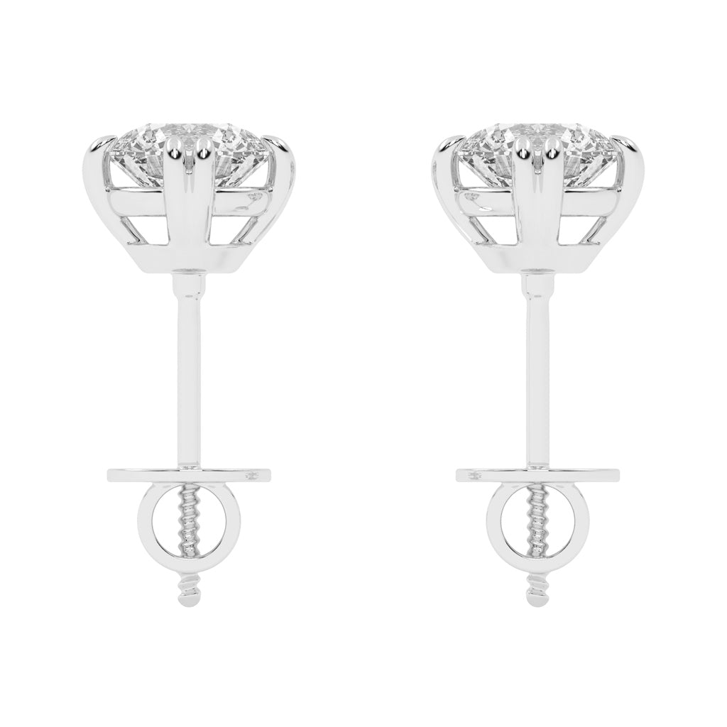 1Ct Round Shape Rose Gold Solitaire Studs Earrings