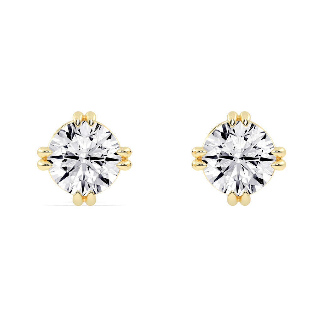 1Ct Round Shape Rose Gold Solitaire Studs Earrings